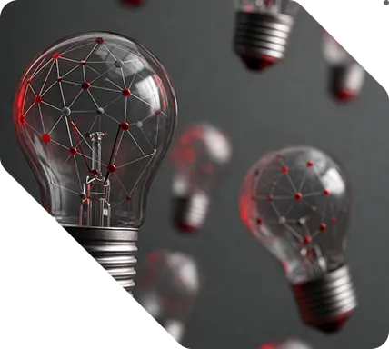 Lightbulbs connected by a network of nodes