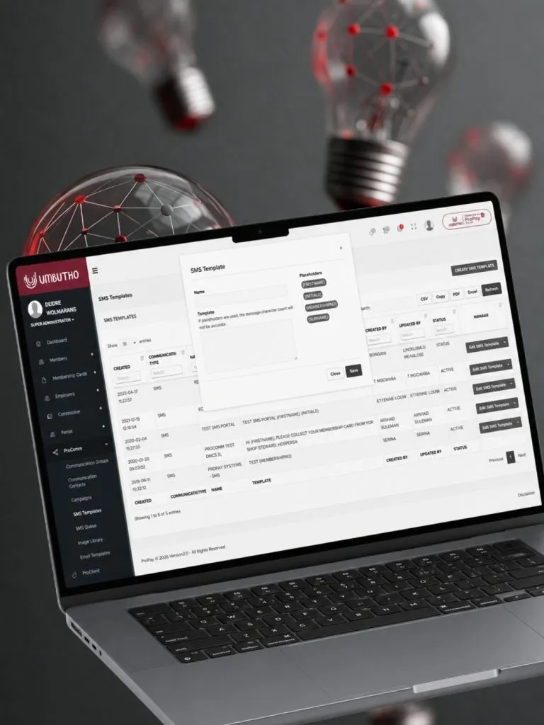 The Umbutho membership platform on a laptop