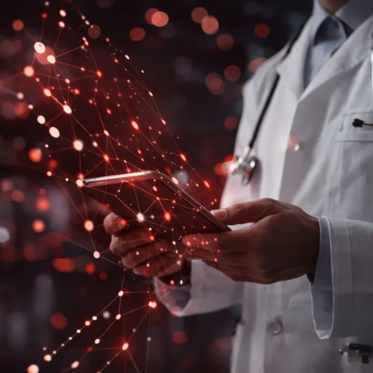 A clinician interacting with connected data